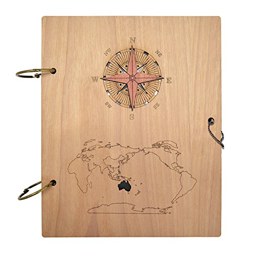 Giftgarden 4x6 Photo Album Columbus Voyage Nautical Map Wooden Cover Picture Book Hold 120 Photos 4 by 6