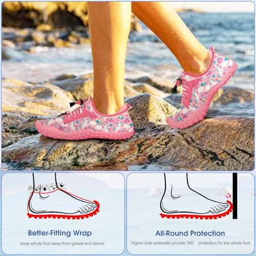 Image of Built-in Heel Grips Water Shoes for Kids Girls Boys Hiking Wide Barefoot Swim Beach Pool Big Kid