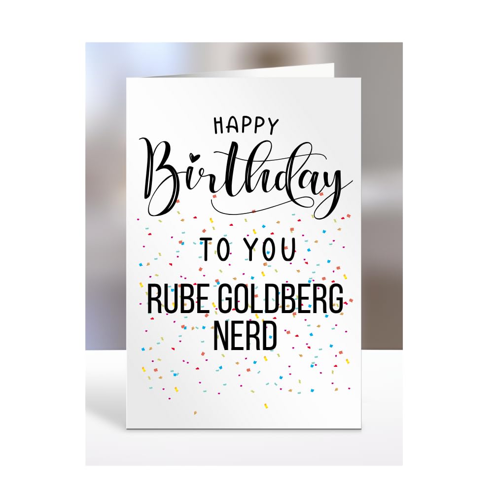 Happy Birthday To You Rube Goldberg Nerd Card, Gifts for Men, Women, Presents for Man, Woman or Person, Greetings Card, Funny, Joke, Silly, Gag, A5-127b_45