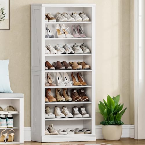Hzuaneri Meuble à Chaussures, Meuble D'entrée Rangement 21-24 Paires, Cloison Réglable, Commode à Chaussures pour Entrée, Salon, Chambre, Armoire, 8...