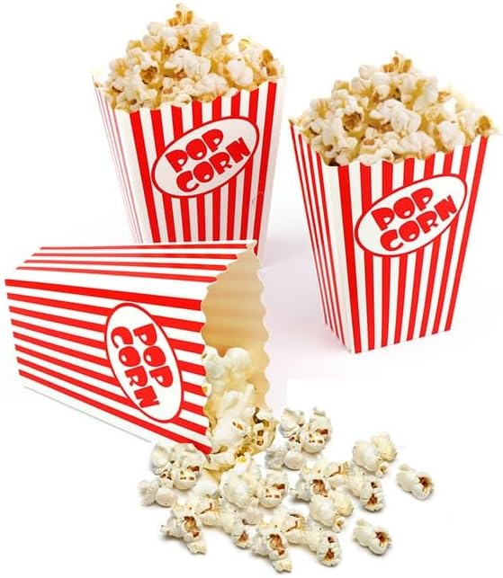 Zahaat 100 Mini Popcorn Boxes 5.5 Inches Tall Red and White Popcorn Bags Mini Pop Corn Buckets and Container for Movie Theater, Home, Carnival Party, Decorations