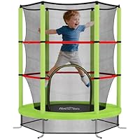 HOMCOM 4.6FT Kids Trampoline for Toddlers Indoor w/Enclosure Net, Steel Frame, for Ages 3-6 Years - Green