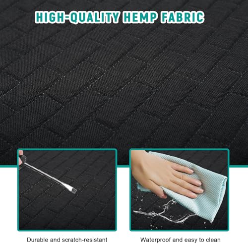 HIAHXC Auto Sitzkissen Vordersitze, Universal Sitzauflage 60×49 cm, Atmungsaktiv und rutschfest, Autositzschoner Sitzauflagen für Auto SUV LKW (Schwarz)