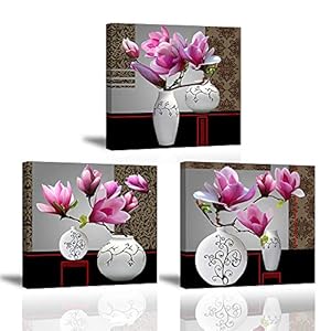 Piy Painting Elegante muurschilderingen, 3 panelen elegant orchidee canvas schilderij – volle bloei bloemen, prints op canvas foto’s met frame klaar hangen decoratieve kunst voor slaapkamer