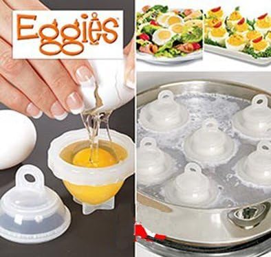 Hot 1 Set/7 Piece Hard Boil Egg Cooker 6 Eggies Without Shells With Bonus Egg White Separator Eggs Steamer Cooker Cooking Tools