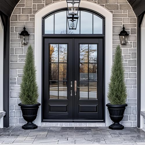 Image of Bellacat 5ft UV Resistant Artificial Topiary Trees Outdoor, 60in Faux Cedar Tree with Full & Realistic Leaves, Fake Cypress Tree for Front Door Proch Patio Deck Balcony Yard Decor 2Pack