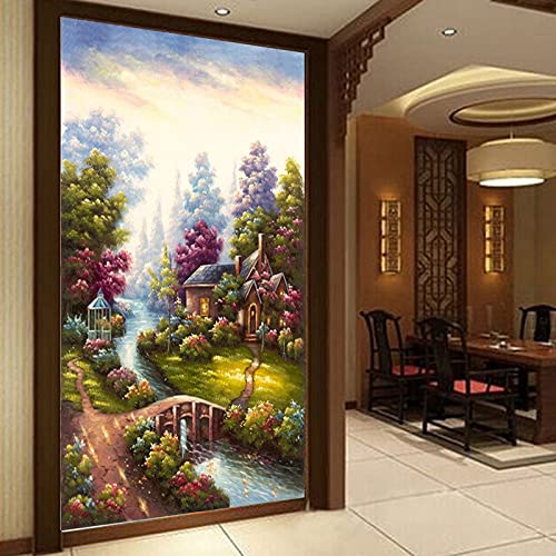 Peinture Diamant 5D Cabane Forêt 40x80cm pour Décoration Murale Salon et Chambre