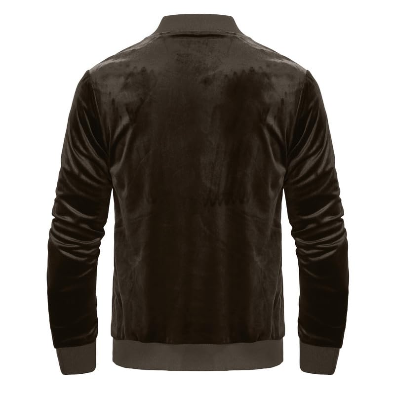 Image of Mens Faux Suede Bomber Jacket Varsity Jacket Windbreaker Vintage Casual Lightweight Leather Coats Jackets