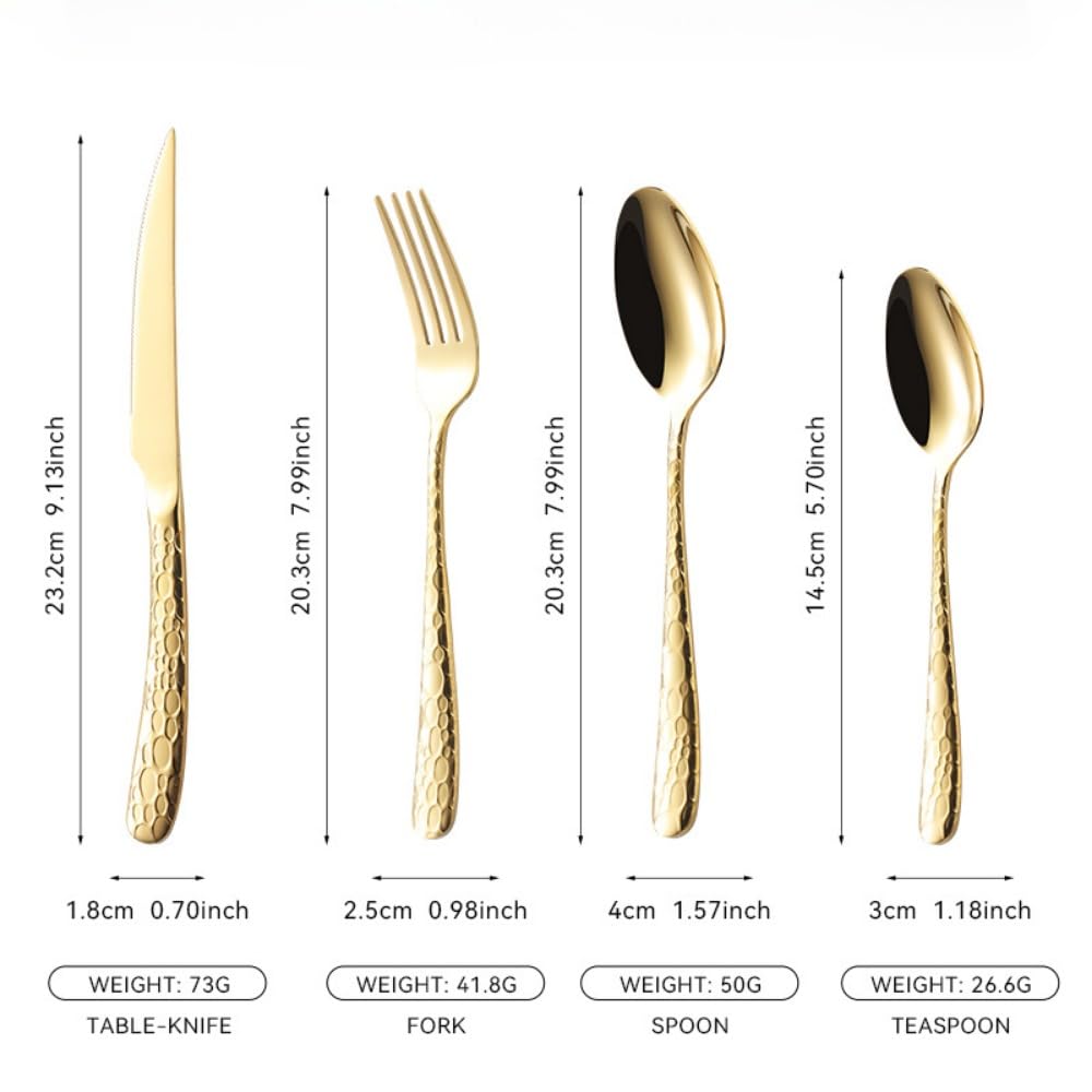 Juego de Cubiertos de Acero Inoxidable con Mango de Serpiente Forjado, vajilla de Cocina, Cubiertos, Cuchillo, Tenedor, Cuchara y cucharilla (Plata, 16 Piezas)