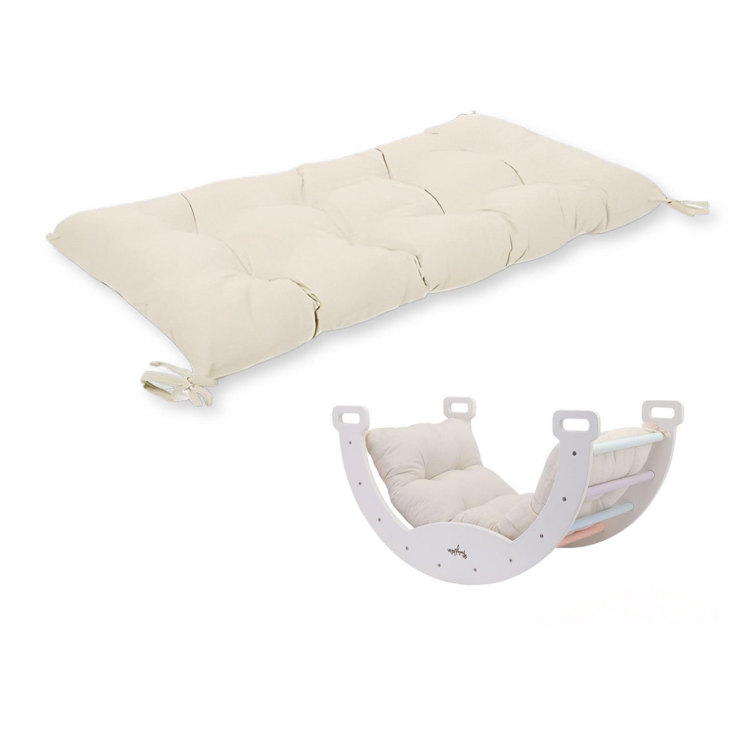 Family Nation, Coussin pour Arche d'escalade Rainbow, Jouet Montessori pour Enfants à partir de 6 Mois, en Laine Pelucheuse, Lavable en Machine, Made in Italy, 94x44x8 cm