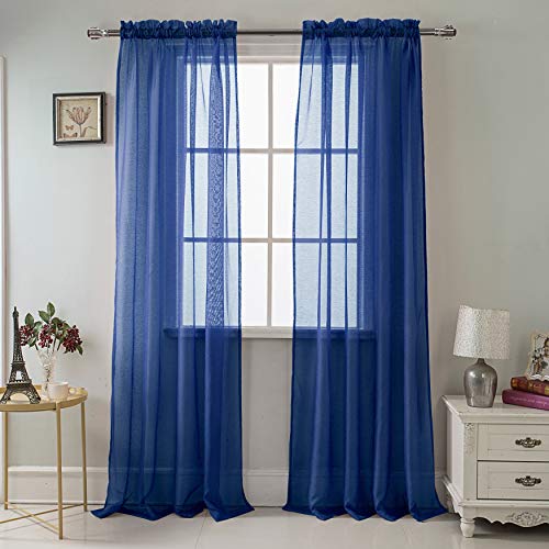 RT Designers Collection Celine Sheer 55 x 90 in. Rod Pocket Curtain Panel, Navy