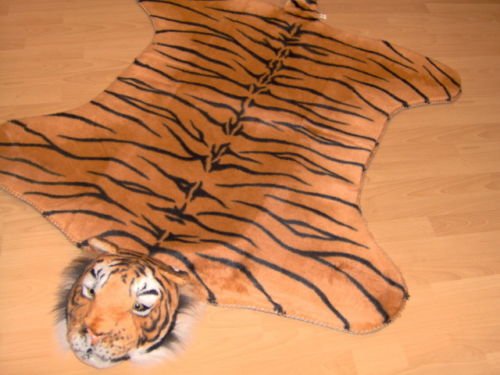 Tierfell mit Kopf Tiger110 x 180 cm Kunstfell Silvester Fell Anti-Rutschbeschichtung