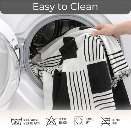 Image of Story@Home Premium Chenille Sofa Mat 3 Seater Wooden Sofa Cover | Anti Slip Sofa Cover Mat 3 Seater 180x180cm for Complete Protection | Make Your Own Sofa Mat Set - White & Black