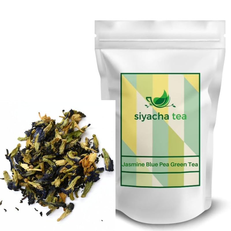 Image of Siyacha Tea Blue pea Jasmine Green Tea, For Calm Mind & Relaxation, Made with 100% Whole Leaf Natural Ingredients Loose Leaf Chai Patti, Natural Detox Healthy, 1 KG Pouch Makes 500 Cups (approx)