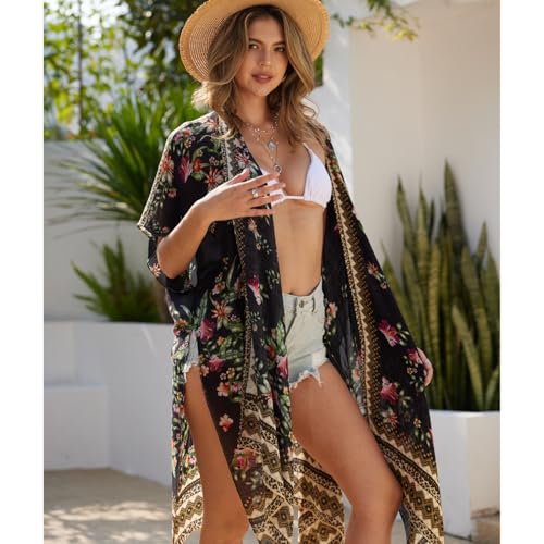 STARWHISPER Beach Kimonos for Women Swimsuit Cover Up Boho Kimono Cardigans 2025 Summer Casual Resort Wear4