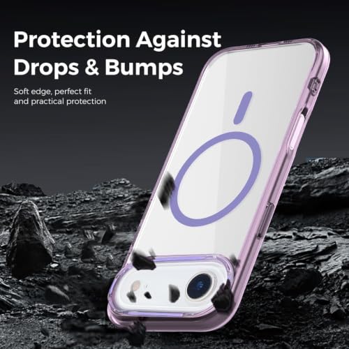 Image of Elzzi Translucent Clear Back Cover Compatible with iPhone 17 Air, PC Shockproof Scratch Resistant, Non-Yellowing, Support Mag-Safe Wireless Magnetic Charging Case - Purple