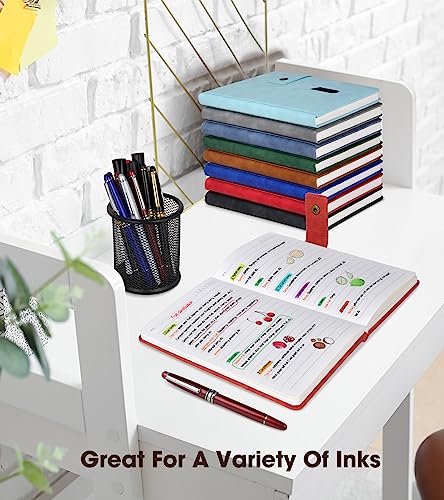 Image of Lined Journal Notebook with Pen, A5 Personalized Hardcover Leather Journal for Men Women, 200 Pages 100 GSM Thick Paper College Ruled Notebooks for Work Travel School Writing Diary 5.9 inch X 8.4 inch Red