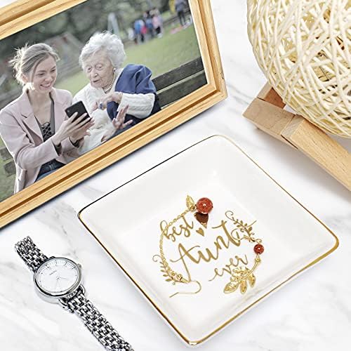 FORAGIFT Aunt Gifts Trinket Dish - Best Auntie Ever, Birthday Gifts for Auntie from Nephew or Niece
