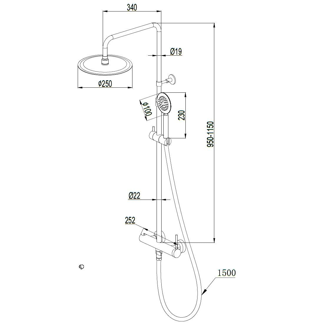 Essebagno Lollipop II colonne de douche mécanique cuivre brossé 250