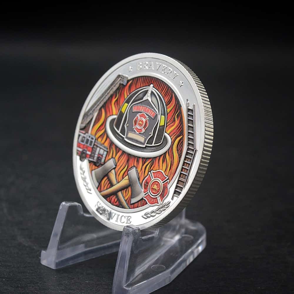 New Firefighter Challenge Coin Bravery Medal Coin Collection (Silvery) image 3