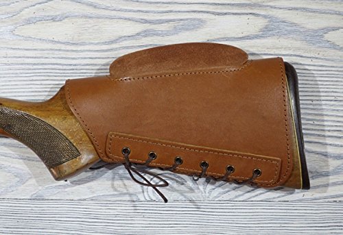 vsdfvsdfv Real Leather Buttstock Protection Cover with Cheek Rest Padded (Brown)