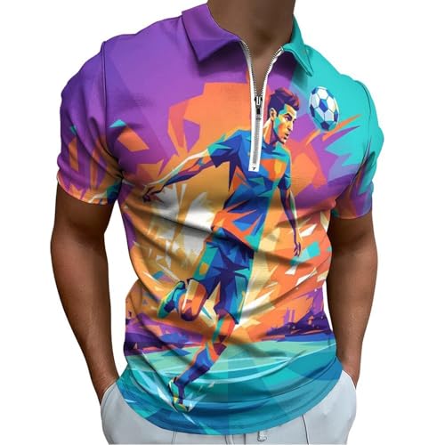 Polo manches courtes homme à col zippé t-shirt été stretch slim fit respirant pour le sport