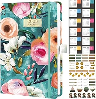 Nitukany 2023 Diary A5 Page a Day Hourly planners with Monthly Tabs, Appointment Book Yearly Calender,Pen Loop,Bookmarks,Hard Cover and Inner Pocket, 6.1''x8.3''