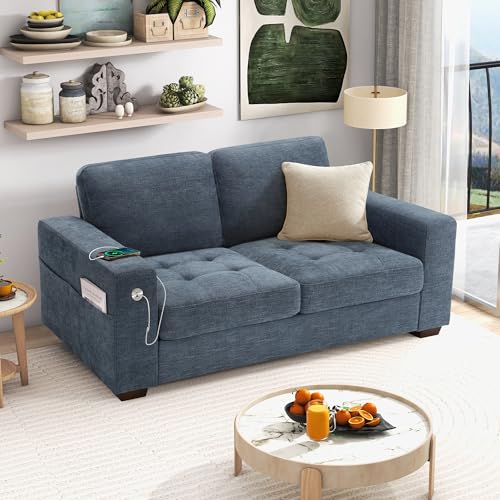 Image of Hanherry 70 inch Loveseat Sofa for Living Room, Modern Comfy Couch with Medium Firm Seat Cushion, Removable Cover,Wide Armrest,USB /Type-C Port,Chenille Fabric Couches for Small Space,Apartment,Bedroom