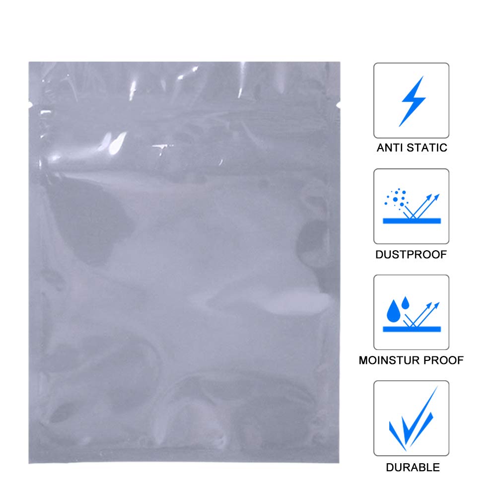 10 sacchetti antistatici super grandi, con apertura superiore, 40 x 60 cm, antistatici, con adesivi per elettronica