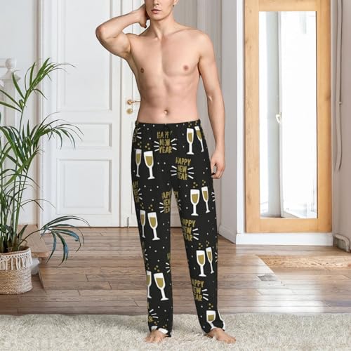 Happy New Year Mens Pj Pants,Soft Men Lounge Pants,Mens Pajama Pants Bottoms,Sleep Pants For Men2
