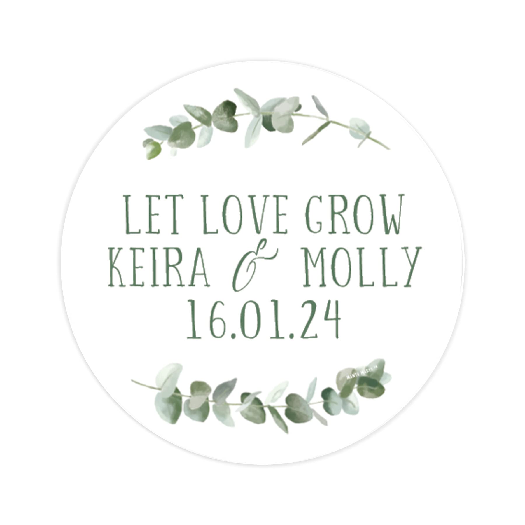 Personalised let love grow wedding stickers | seed flower wedding labels | favor sticker | wedding favors thank you stickers | 35 round stickers (Let love grow)