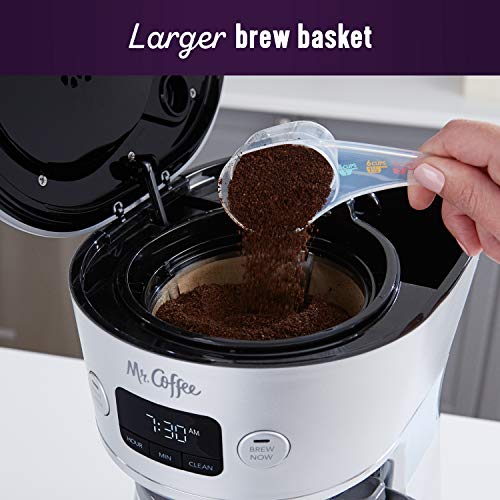 Image of Mr. Coffee Easy Measure 12 Cup Programmable Maker with Gold Tone Reusable Filter, Silver /Chrome
