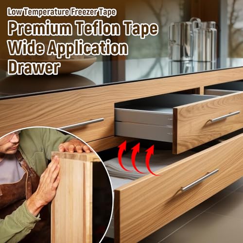 Image of Vin Beauty 2 Rolls Low Friction Drawer Slide Tape, 1 /2 Inch X 33 Ft Silky Surface, Abrasion Resistant Glide Tape, Squeak Resistant for Wood Cabinet Furniture Lining Sliding, Brown