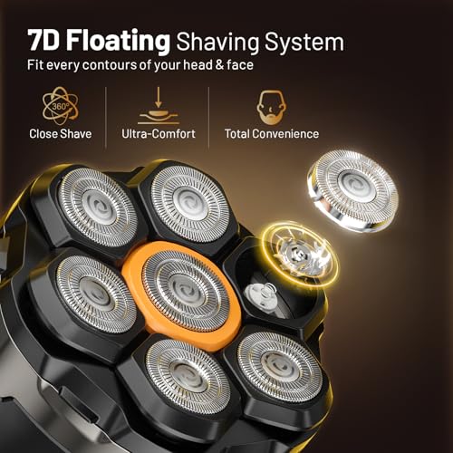 head shaver for bald men 7d electric bald razor - waterproof wet dry shaving - professional grooming kit for balder - rechargeable head shavers for scalpfacebeard