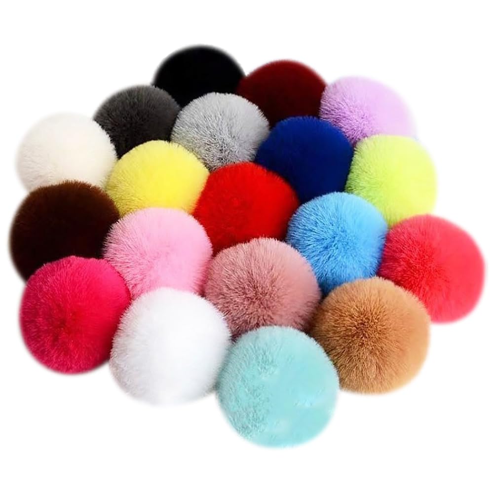 JIHUOO 30 Pcs Multi Color 3 cm Soft Faux Fur Pom Poms for Crafts & Decoration