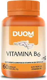 VITAMINA B6 ALTO TEOR PIRIDOXINA APENAS 1 AO DIA 60CAPS DUOM