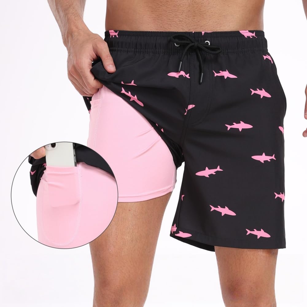 MEIION Mareo Costumi da Bagno Uomo 2 in 1 Doppio Strato, Tasche, Asciugatura Rapida,Morbido, Confortevole e Traspirante,per Surf e Sport