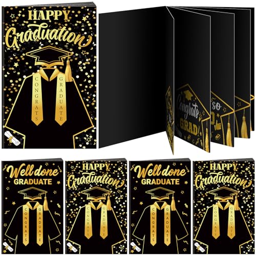Funrous 4 Pcs Graduation Gift Card Booklet 5 Slots Congrats Grad Money Holder 2026 Gift Card Book Envelopes Organizer for Class of 2026 Party College Surprise Gifts(Graduation,Black Gold)