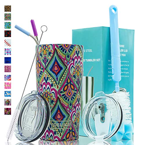 Yoelike Tumbler 20oz Stainless Steel Vacuum Insulated Travel Mug with Straw, Lid, Clean