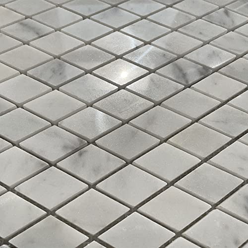 Stone Center Online Carrara White Marble 1X1-7/8 Rhomboid Diamond Mosaic Tile Polished Kitchen Bath Wall Floor Backsplash Shower (1 Sheet) #TOP2