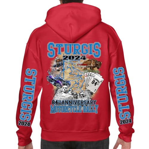 Biker Life Clothing 2024 Sturgis Motorcycle Rally Black Hills Map Pullover Hoodie