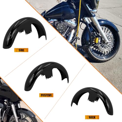 Image of 21-Inch Front Fender Fit for Harley Touring 1996-2023 | Gloss Black Front Mudguard for 120 /R21 Tires, Fits Road King, Road Glide, Street Glide, Electra Glide and Custom Baggers