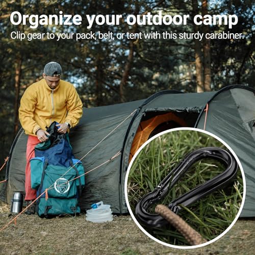 Image of sprookber Stainless Steel Carabiner Spring Snap Hook - 304 Stainless Steel Heavy Duty Clips, Set of 4