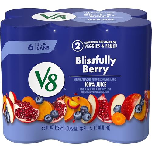 25% coupon - V8 Blissfully Berry 100% Fruit and Vegetable Juice, 8oz, 6 cans