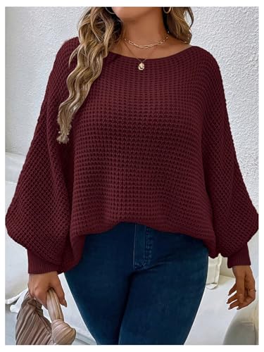 SOLY HUX Women's Plus Size Crewneck Long Sleeve Casual Oversized Sweater Pullover Tops3
