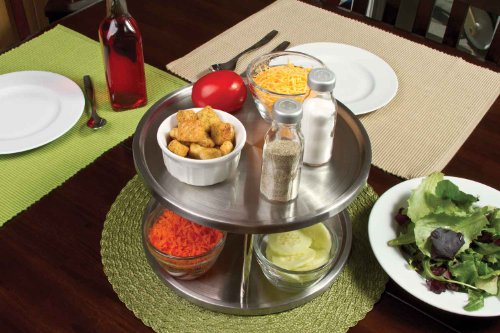 Ideas In Motion 11127719 2-Tier Revolving Lazy Susan Trays, Stainless Steel thumb #3
