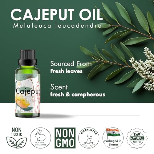 Image of Esslux Cajeput Essential Oil - 100% Pure Natural Cajeput Oil for Aromatherapy, Skin & Hair | Refreshing & Uplifting Aroma Ideal for Diffuser, Massage & DIY Projects - Therapeutic Grade - 90 ML