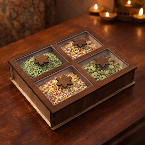 Image of Decorative Square Empty DryFruits Storagebox /Wooden DryFruitbox /Sweetsbox /Wooden Dry Fruitbox /Giftbox /Mukhwashbox, Sopari Storagebox