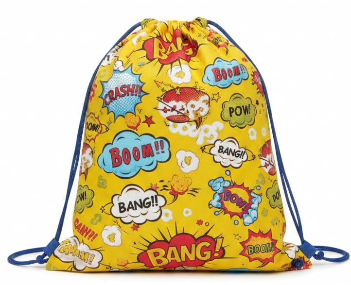 Drawstring Comic Theme Haversack Sack Bag | Pack of 10| Multicolor Birthday Return Gifts for Boys, Girls, Kids of All Age Group-image-24