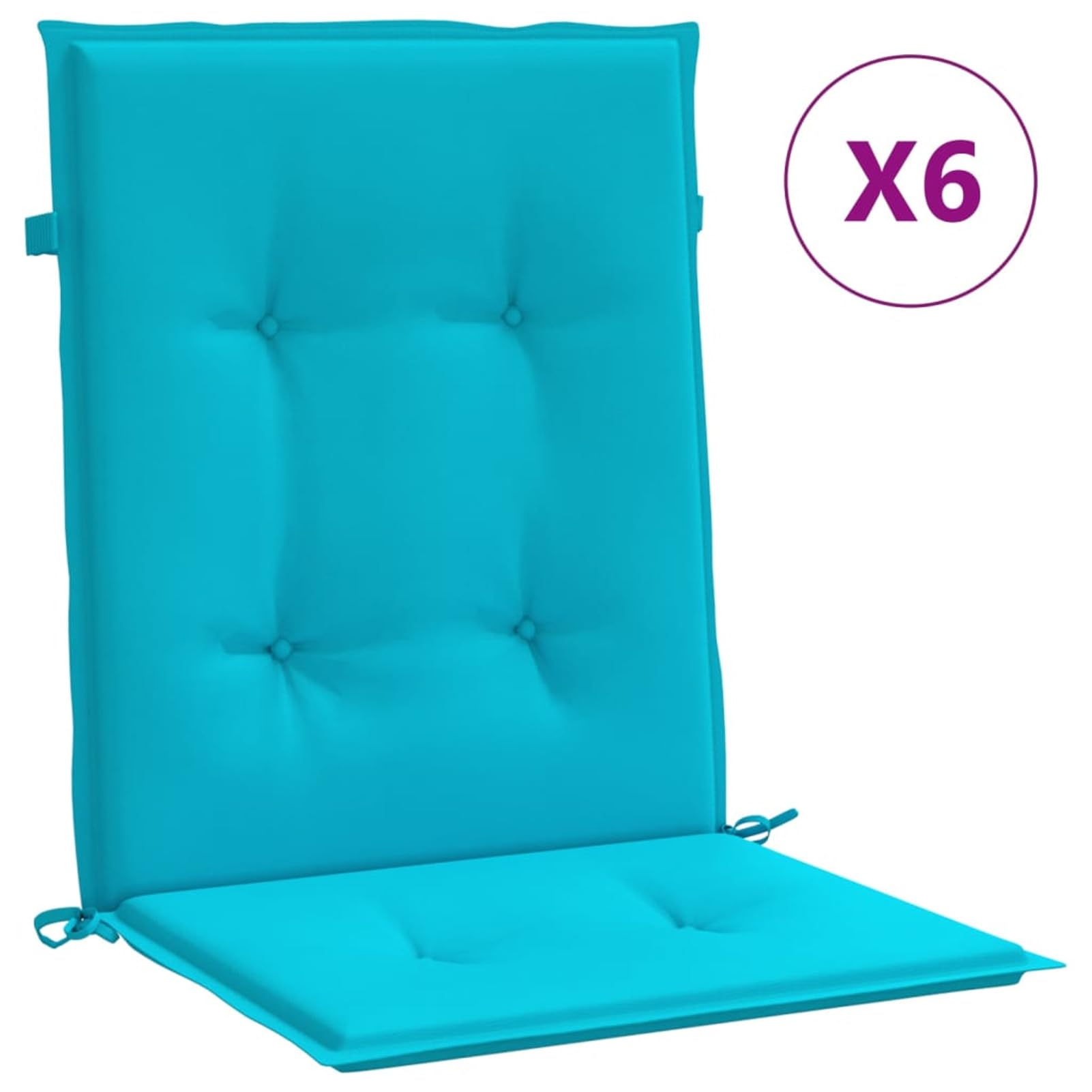 Cojines para sillas de jardín turquesas, 6 cojines suaves para asiento reclinable bajo para sillas de exterior, perfectos para relajación y comodidad en el patio